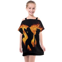 Shadow Heart Love Flame Girl Sexy Pose Kids  One Piece Chiffon Dress by HermanTelo