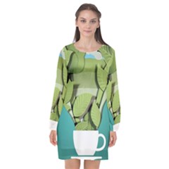 Illustrations Drink Long Sleeve Chiffon Shift Dress  by HermanTelo