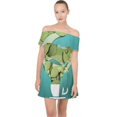 Illustrations Drink Off Shoulder Chiffon Dress by HermanTelo