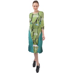 Illustrations Drink Ruffle End Midi Chiffon Dress by HermanTelo