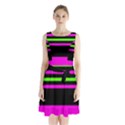 Disco Stripes Sleeveless Waist Tie Chiffon Dress View1