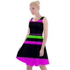 Disco Stripes Knee Length Skater Dress by tmsartbazaar