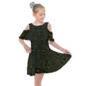 Army Green and Black Stripe Camo Kids  Shoulder Cutout Chiffon Dress View1