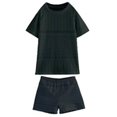 Army Green Black Stripes Kids  Swim Tee And Shorts Set by SpinnyChairDesigns