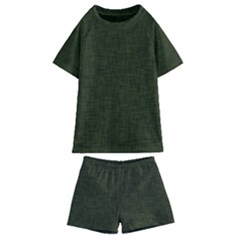 Army Green Texture Kids  Swim Tee And Shorts Set by SpinnyChairDesigns