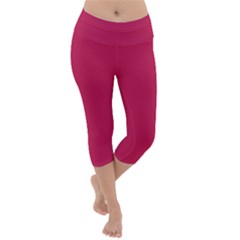 Rose Red Color Lightweight Velour Capri Yoga Leggings by SpinnyChairDesigns