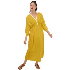 True Saffron Yellow Color Grecian Style  Maxi Dress by SpinnyChairDesigns