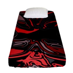 Red Black Grey Abstract Art Fitted Sheet (single Size) by SpinnyChairDesigns