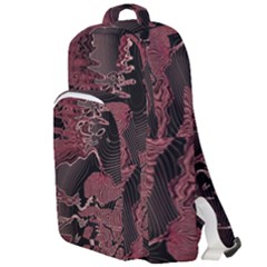 Red Black Abstract Art Double Compartment Backpack by SpinnyChairDesigns