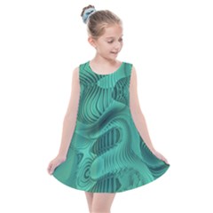 Biscay Green Swirls Kids  Summer Dress by SpinnyChairDesigns