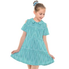 Boho Teal Pattern Kids  Short Sleeve Shirt Dress by SpinnyChairDesigns