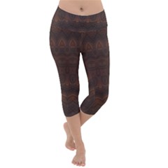 Boho Chocolate Brown Lightweight Velour Capri Yoga Leggings by SpinnyChairDesigns