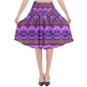 Boho Magenta Pattern Flared Midi Skirt View1