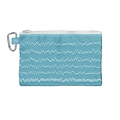 Boho Teal Stripes Canvas Cosmetic Bag (medium) by SpinnyChairDesigns