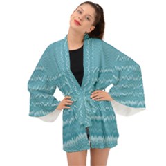 Boho Teal Stripes Long Sleeve Kimono by SpinnyChairDesigns