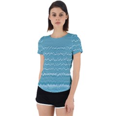 Boho Teal Stripes Back Cut Out Sport Tee by SpinnyChairDesigns