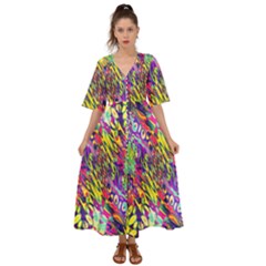 Colorful Jungle Pattern Kimono Sleeve Boho Dress by SpinnyChairDesigns