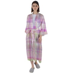 Pink Madras Plaid Maxi Satin Kimono by SpinnyChairDesigns