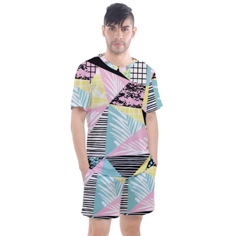 Mosaic Print Men s Mesh Tee And Shorts Set by designsbymallika