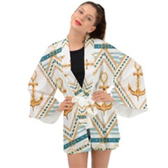 Chain Pattern Blue 6 Long Sleeve Kimono by designsbymallika