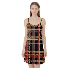 Red Black Checks Satin Night Slip by designsbymallika