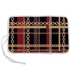 Red Black Checks Pen Storage Case (l) by designsbymallika