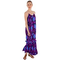 Backgroung Rose Purple Wallpaper Cami Maxi Ruffle Chiffon Dress by HermanTelo