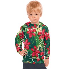 Floral Pink Flowers Kids  Hooded Pullover by Mariart