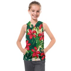 Floral Pink Flowers Kids  Sleeveless Hoodie by Mariart