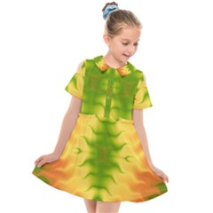 Lemon Lime Tie Dye Kids  Short Sleeve Shirt Dress by SpinnyChairDesigns