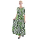 Black Lime Green Checkered Half Sleeves Maxi Dress View1