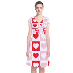 Hearts  Short Sleeve Front Wrap Dress by Sobalvarro