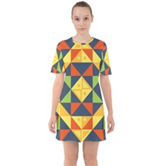 Africa  Sixties Short Sleeve Mini Dress by Sobalvarro