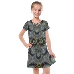 Rustic Silver And Gold Spirals Kids  Cross Web Dress by SpinnyChairDesigns