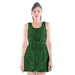 Emerald Green Spirals Scoop Neck Skater Dress by SpinnyChairDesigns