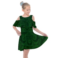 Emerald Green Spirals Kids  Shoulder Cutout Chiffon Dress by SpinnyChairDesigns