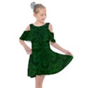 Emerald Green Spirals Kids  Shoulder Cutout Chiffon Dress View1