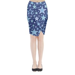 Stars Blue Midi Wrap Pencil Skirt by MooMoosMumma