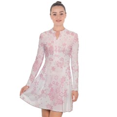 Baby Pink Floral Print Long Sleeve Panel Dress by SpinnyChairDesigns