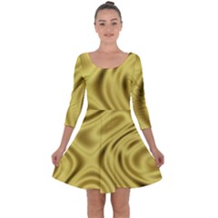 Golden Wave  Quarter Sleeve Skater Dress by Sabelacarlos