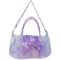 White Purple Floral Print Removal Strap Handbag by SpinnyChairDesigns