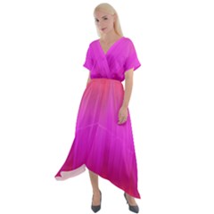 Fuchsia Ombre Color  Cross Front Sharkbite Hem Maxi Dress by SpinnyChairDesigns