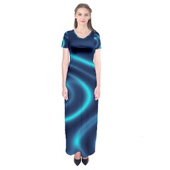 Blue Wavy Short Sleeve Maxi Dress by Sabelacarlos