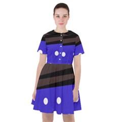 Mixed-lines-dots Black-bg Sailor Dress by Casemiro