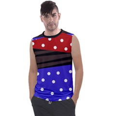 Mixed Polka Dots And Lines Pattern, Blue, Red, Brown Men s Regular Tank Top by Casemiro