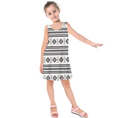 Black And White Aztec Kids  Sleeveless Dress by tmsartbazaar