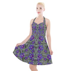 Flowers Everywhere And Anywhere In A Collage Halter Party Swing Dress  by pepitasart