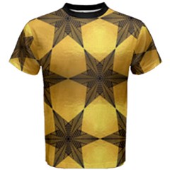 Black & Gold Geometric Stars Pattern  Men s Cotton Tee by Graphika