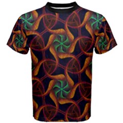 Trippy Teal & Orange Mandala Pattern  Men s Cotton Tee by Graphika