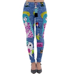 Blue Denim And Drawings Lightweight Velour Leggings by snowwhitegirl